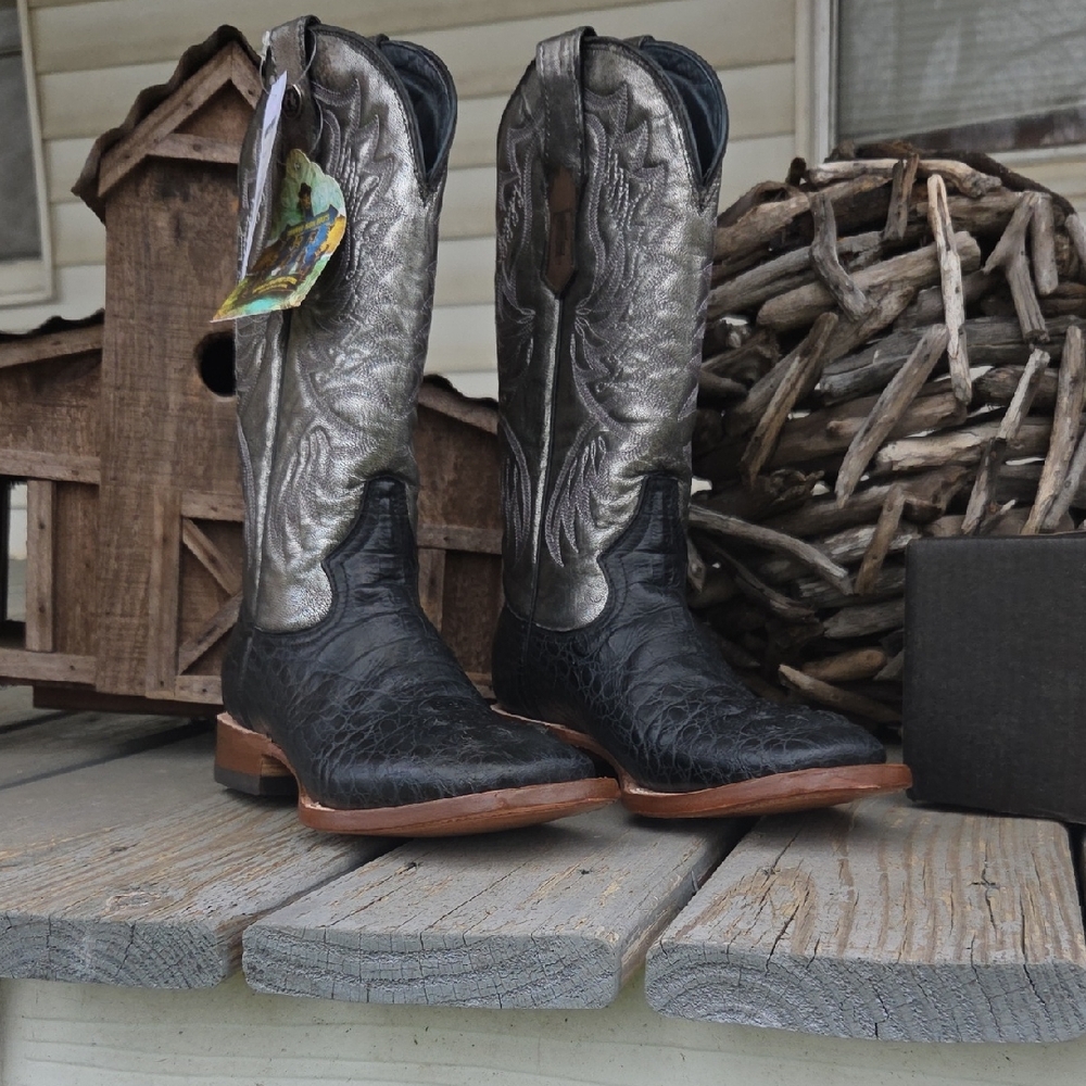 Mark Tanner Silver and Black Western Cowboy Boots NWT - Picture 2 of 11